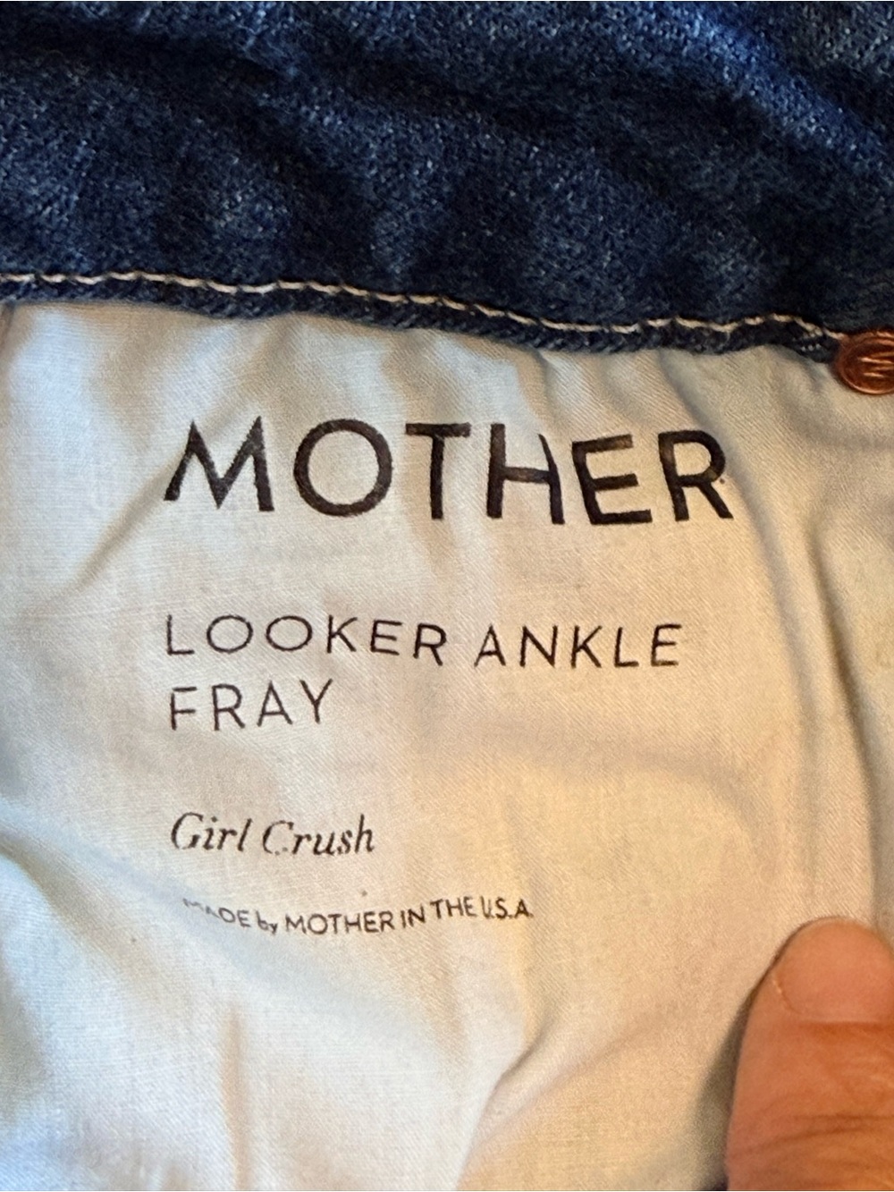MOTHER Looker Ankle Fray Skinny Jeans in the color “Girl Crush” Dark Blue Wash - Picture 9 of 11